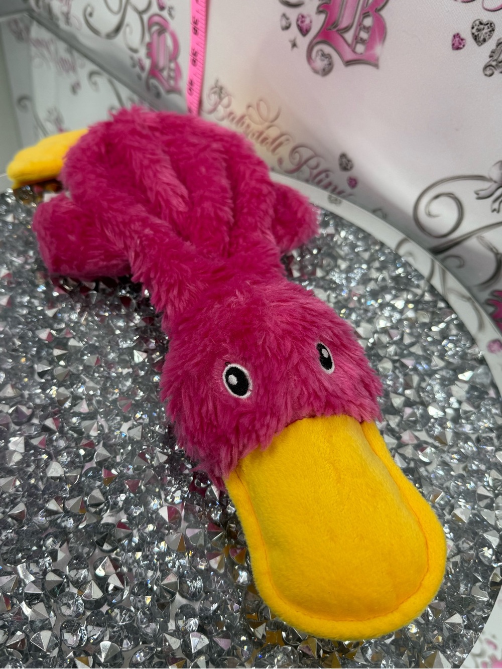 Best pet house toy Plush Pink & Yellow Duck Dog Toy - Durable Chew Plush